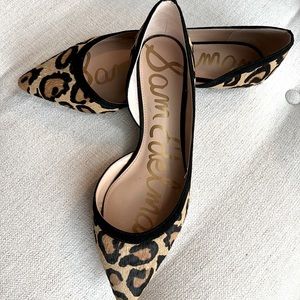 Sam Edelman leather Calf Hair pointed toe leopard printed flats. Size 9